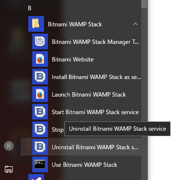 Uninstall Bitnami Stack service