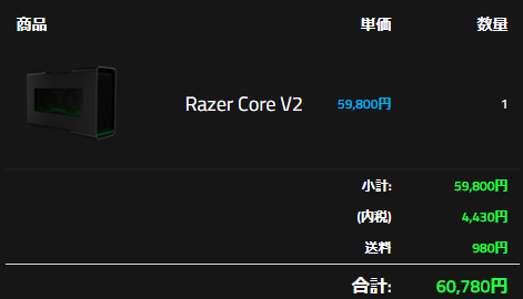 Razer Core V2 購入画面