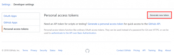 GitHubのアクセストークン新規取得