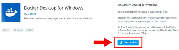 Docker for Windowsダウンロードリンク