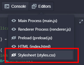 Electron FiddleでStylesheetを表示する