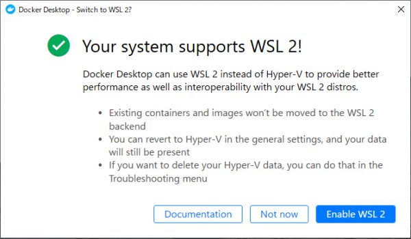 Your system supports WSL 2!