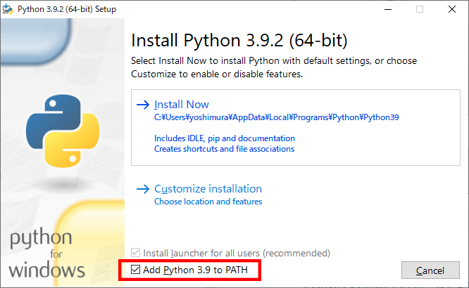 Add Python 3.9 to PATH